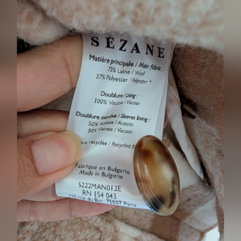 ❌SOLD❌Sézane Paulin Plaid Coat -Sz 36 - Picture 8 of 8